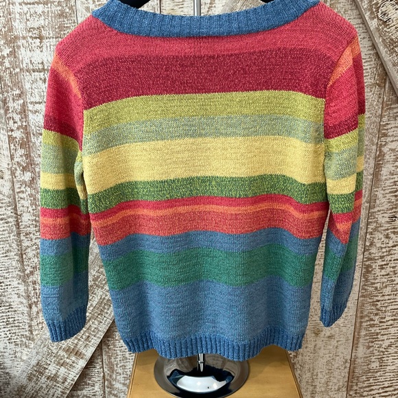 Talbots Colorful Geometric Pattern Sweater 3/4 sleeves cotton size M - Picture 2 of 5